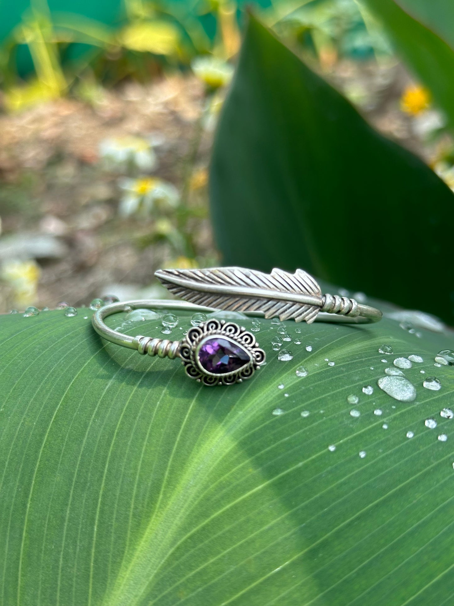 Amethyst Silver Bangle