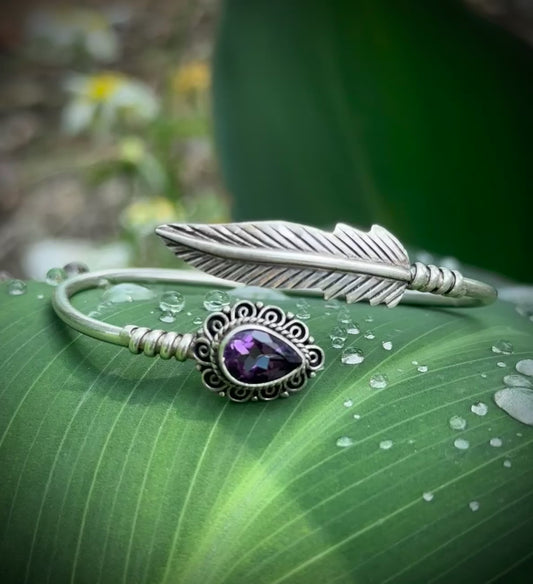 Amethyst Silver Bangle